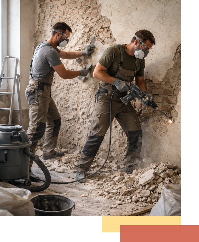 Демонтаж штукатурки со стен в асбесте быстро и аккуратно