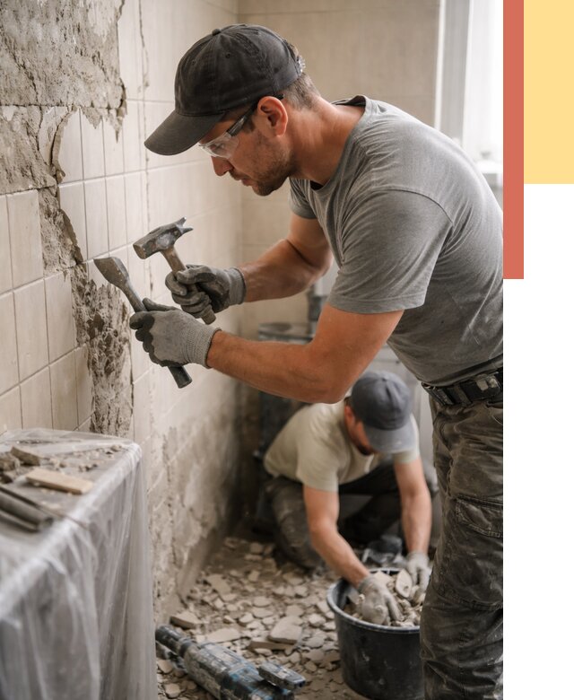 Демонтаж плитки со стен в асбесте от 859 руб. — быстро и недорого | ОТДЕЛОЧНИК-Сбс