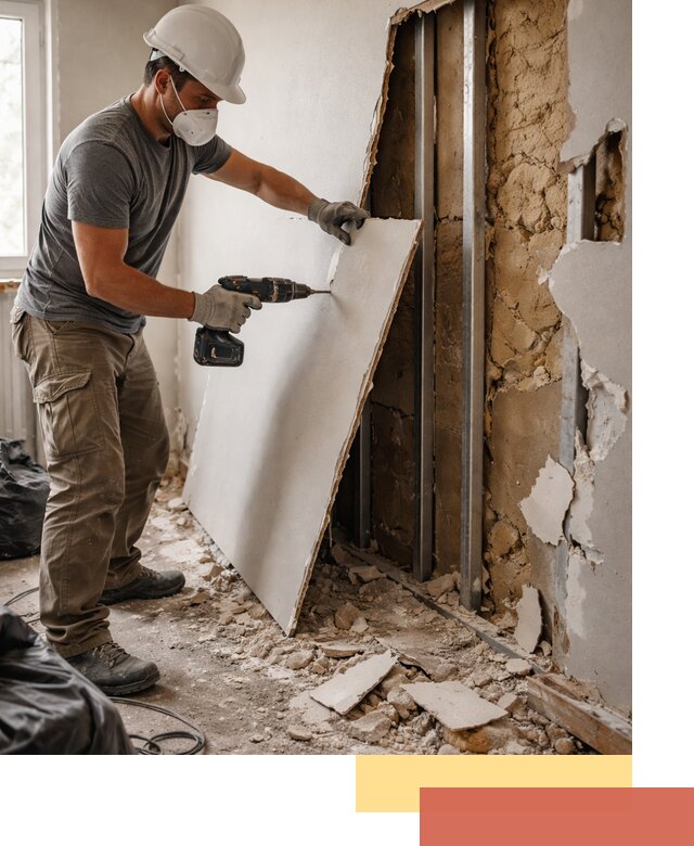 Демонтаж гипсокартона со стен в асбесте качественно и быстро