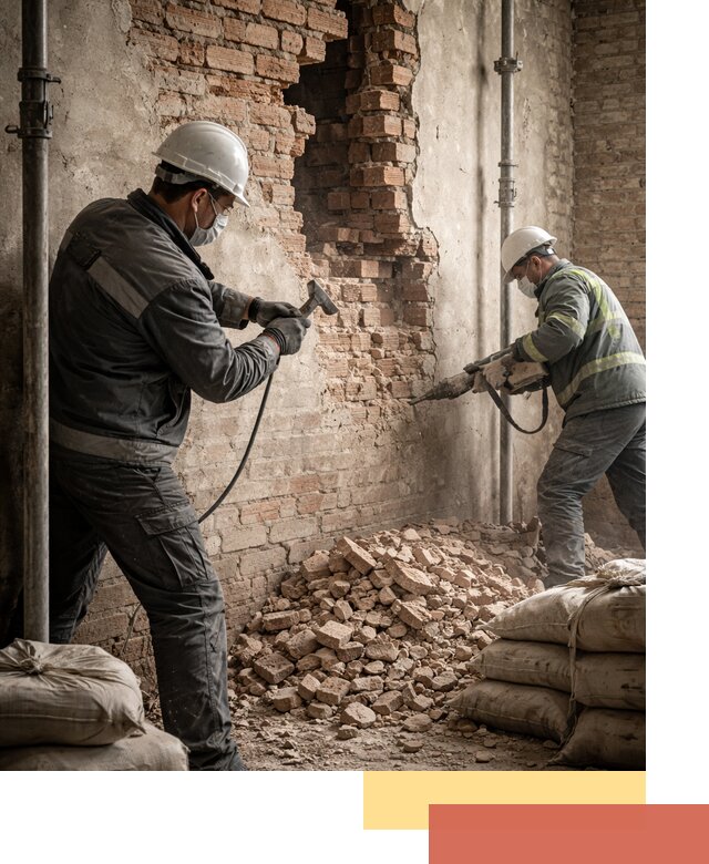 Демонтаж кирпичных стен в асбесте быстро и безопасно