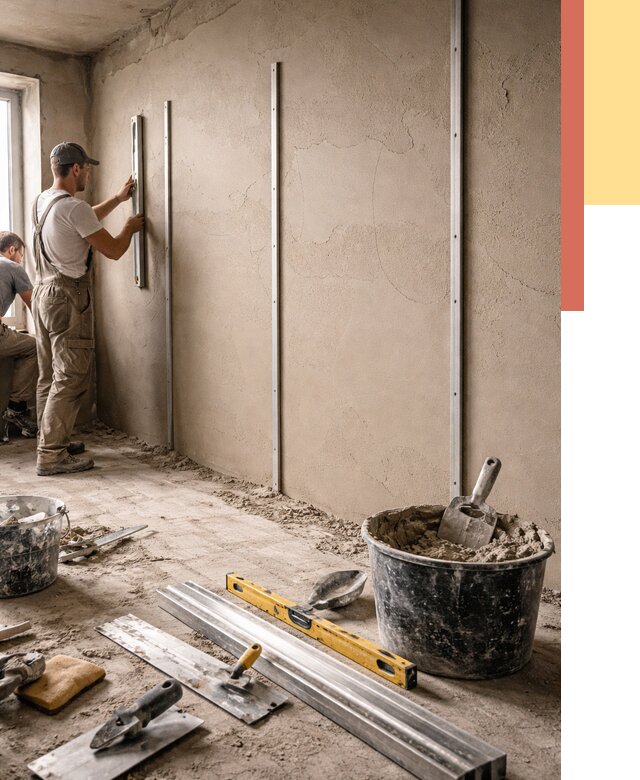 Штукатурка стен по маякам в асбесте от 5559 руб./м² — выравнивание под ключ | ОТДЕЛОЧНИК-Сбс