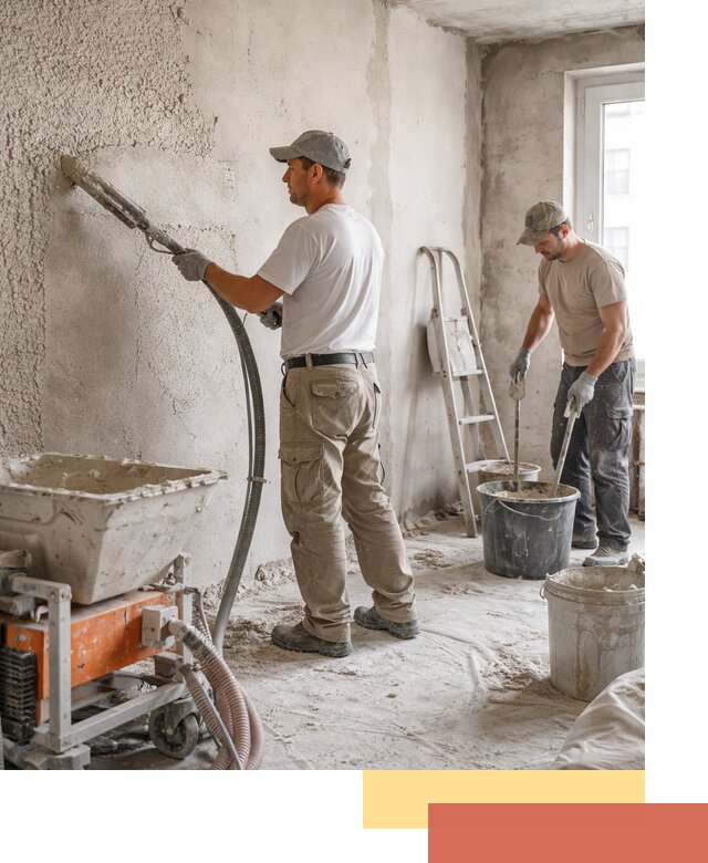 Машинная штукатурка стен в асбесте — быстро и качественно