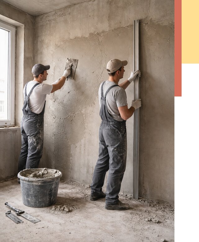 Штукатурка бетонных стен в асбесте от 4548 руб/м² — качественно и быстро | ОТДЕЛОЧНИК-Сбс