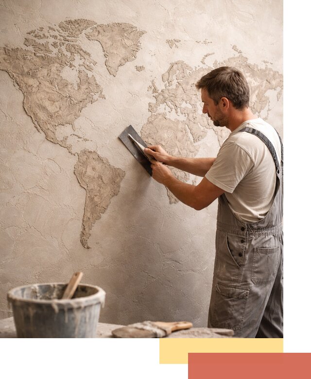 Декоративная штукатурка «Карта мира» под ключ в асбесте