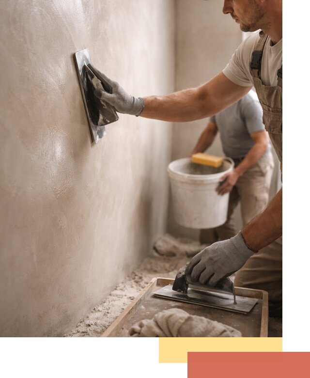 Нанесение марокканской штукатурки таделакт в асбесте