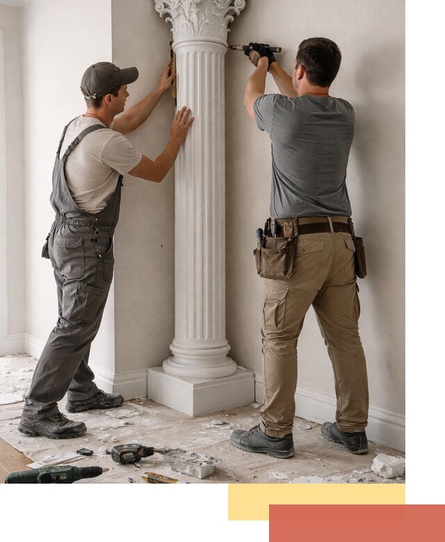 Установка декоративных колонн в асбесте под ключ