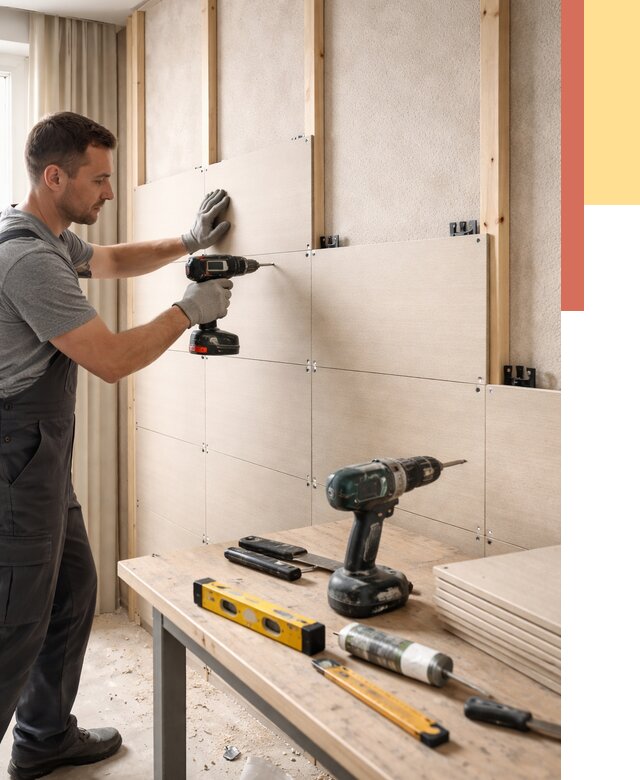 Монтаж МДФ панелей на стены в асбесте от 1263 руб. под ключ | ОТДЕЛОЧНИК-Сбс