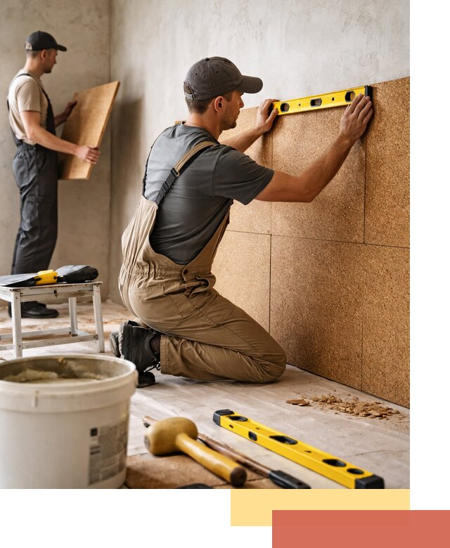 Монтаж пробковых панелей на стены в асбесте быстро и качественно