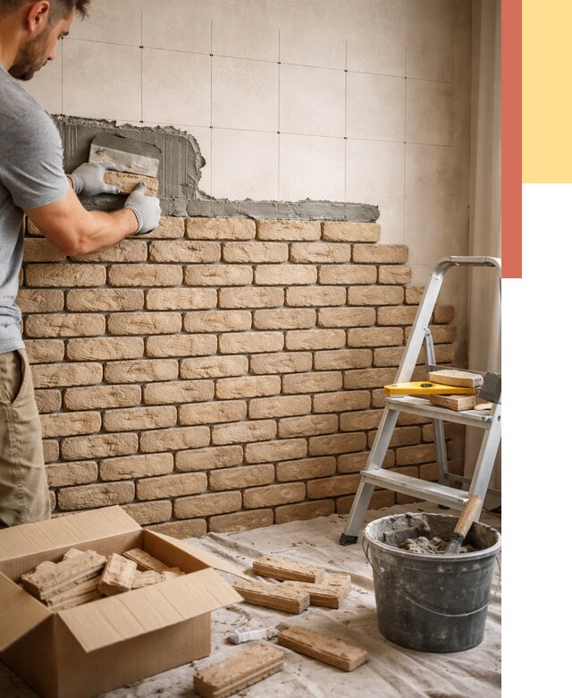 Монтаж декоративного кирпича в асбесте от 3234 руб./м² — быстро и недорого | ОТДЕЛОЧНИК-Сбс