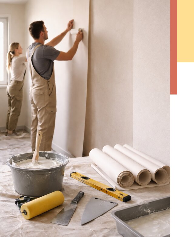 Поклейка бумажных обоев в асбесте от 5559 руб./м2 — быстро и недорого | ОТДЕЛОЧНИК-Сбс