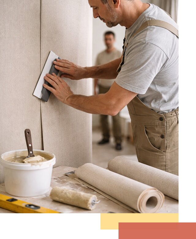 Поклейка текстильных обоев в асбесте профессионально и аккуратно