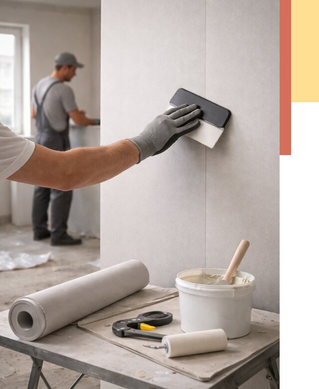 Поклейка обоев под покраску в асбесте от 3537 руб. за м2 | ОТДЕЛОЧНИК-Сбс