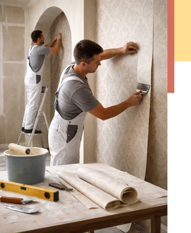 Поклейка обоев на сложные стены в асбесте от 2830 руб. под ключ | ОТДЕЛОЧНИК-Сбс