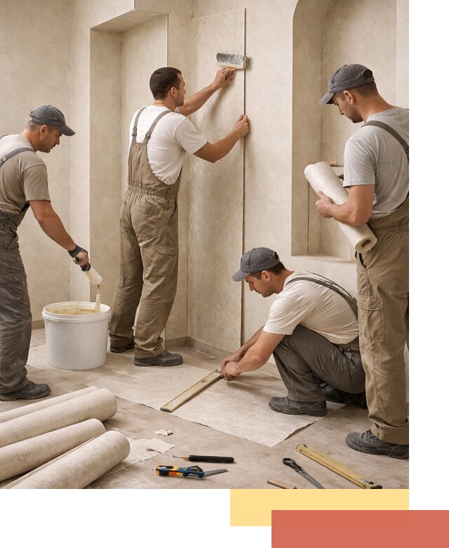 Поклейка обоев на сложные стены и неровные поверхности в асбесте