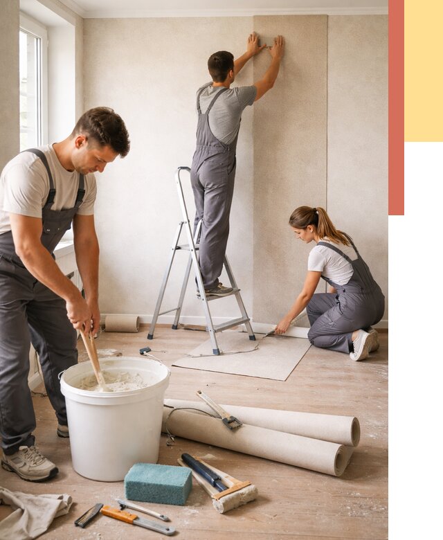 Оклейка стен обоями в асбесте от 3537 руб/м2 — быстро и недорого | ОТДЕЛОЧНИК-Сбс