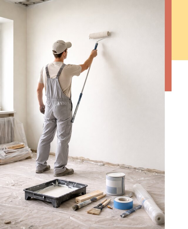 Покраска стен водоэмульсионной краской в асбесте от 455 руб. за м² | ОТДЕЛОЧНИК-Сбс