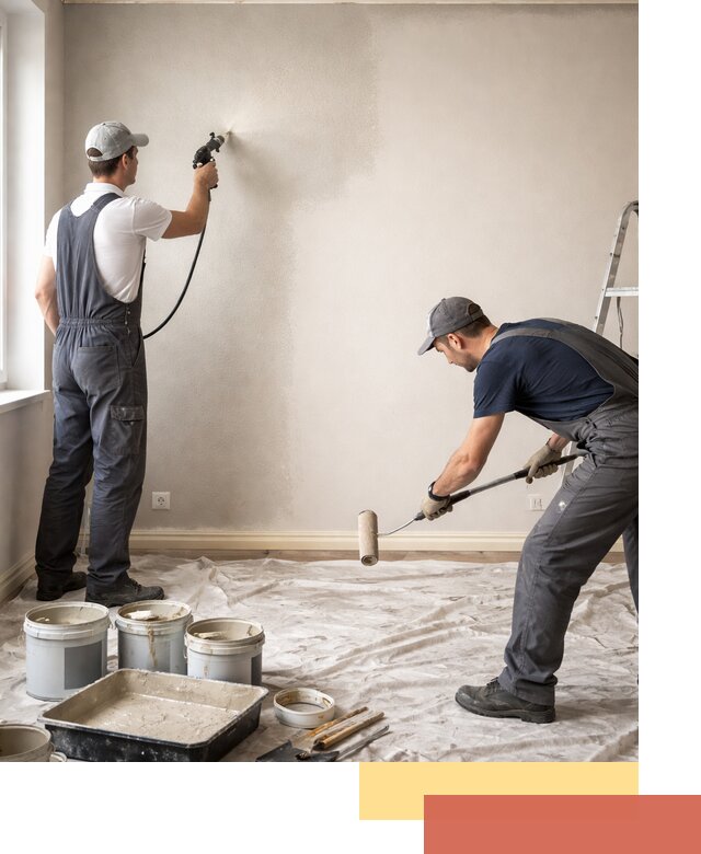 Покраска стен моющейся краской и защита поверхностей в асбесте