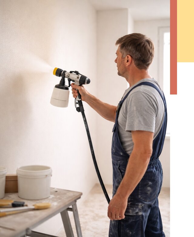 Покраска стен краскопультом в асбесте от 7580 руб. — механизированная покраска | ОТДЕЛОЧНИК-Сбс