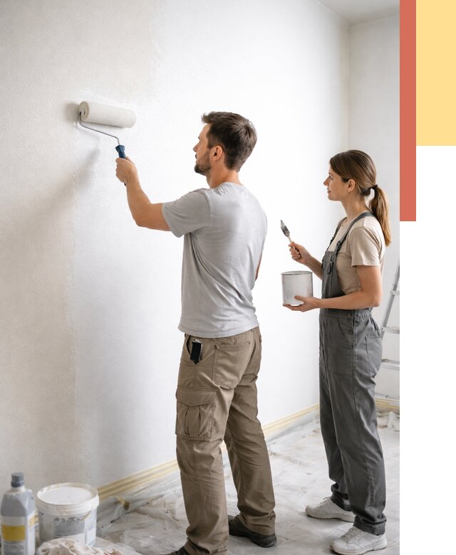 Окраска стен по стеклохолсту в асбесте от 4548 руб/м² под ключ | ОТДЕЛОЧНИК-Сбс