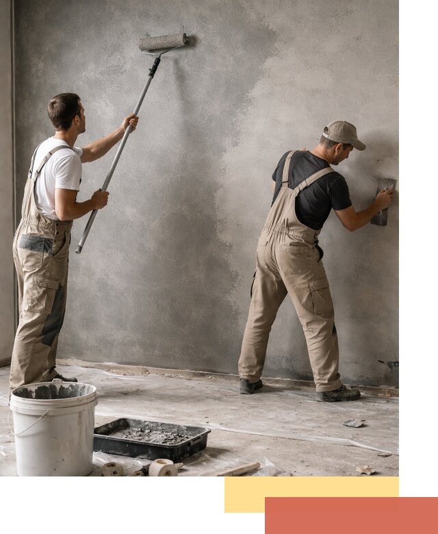 Покраска стен под бетон в асбесте профессионально и недорого