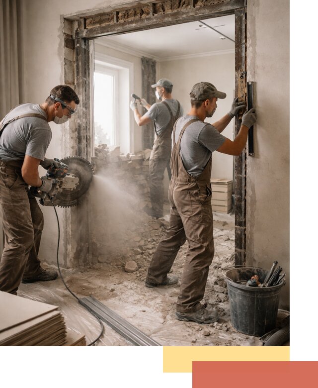 Расширение дверного проема под установку новой двери в асбесте