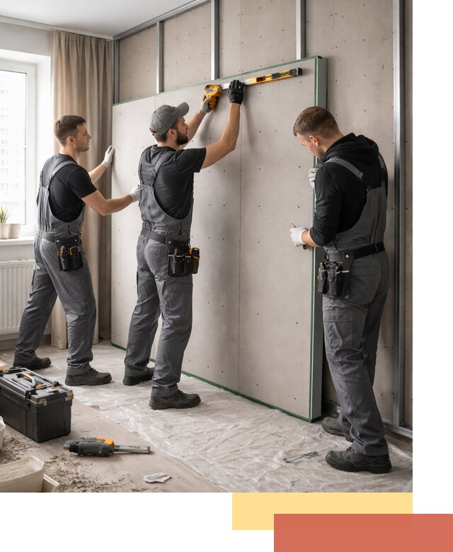 Шумоизоляция стен панелями ЗИПС в асбесте для жилых и коммерческих помещений