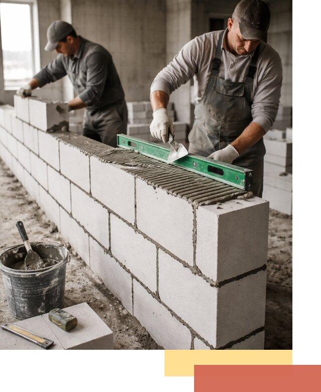 Кладка перегородок из газобетона в асбесте быстро и качественно