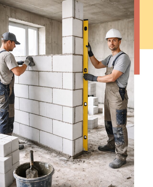 Кладка перегородок из пеноблока в асбесте от 1819 руб. под ключ | ОТДЕЛОЧНИК-Сбс