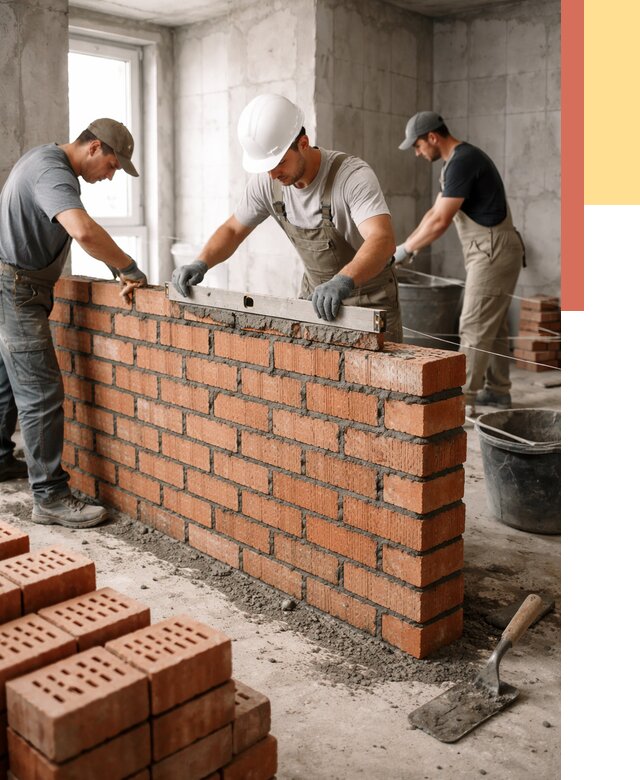 Кладка перегородок из кирпича в асбесте от 3537 руб. за м² | ОТДЕЛОЧНИК-Сбс