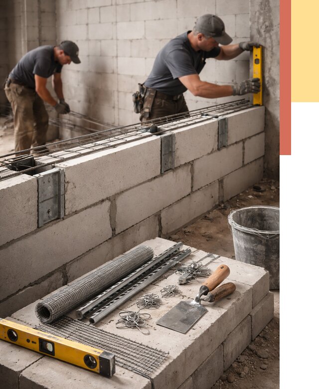 Армирование кладки перегородок в асбесте от 758 руб. под ключ | ОТДЕЛОЧНИК-Сбс
