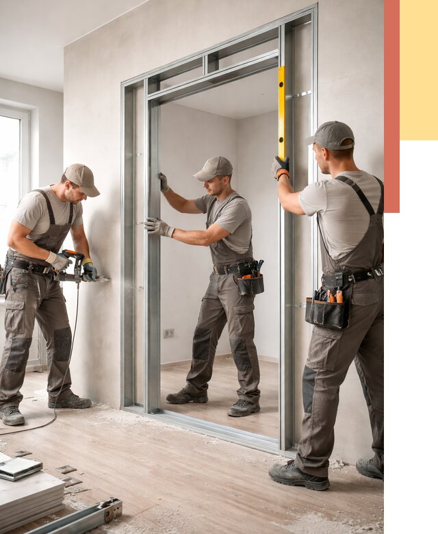 Устройство дверного проема в перегородке в асбесте от 4548 руб. под ключ | ОТДЕЛОЧНИК-Сбс