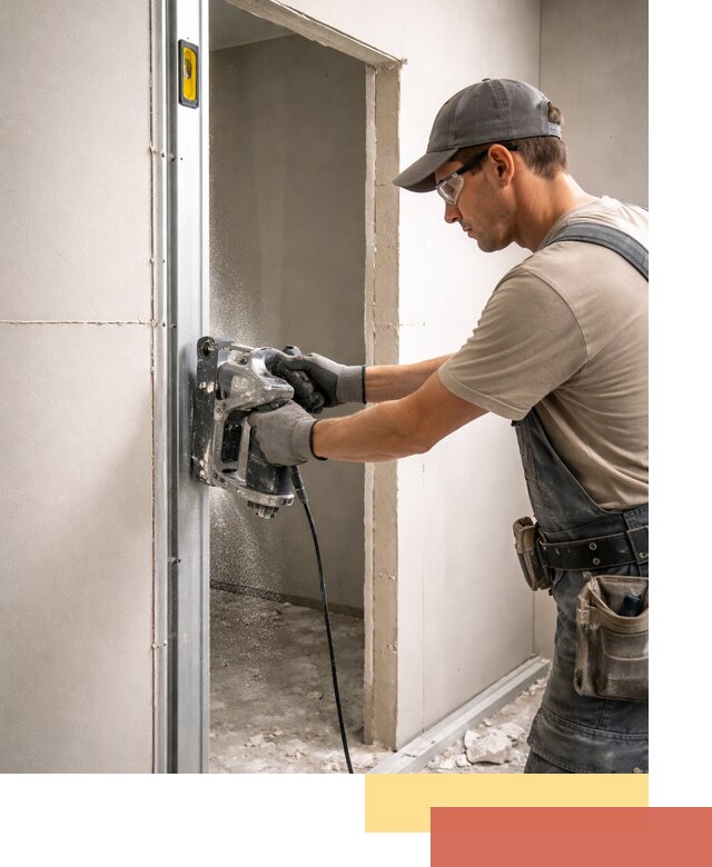 Устройство дверного проема в перегородке в асбесте