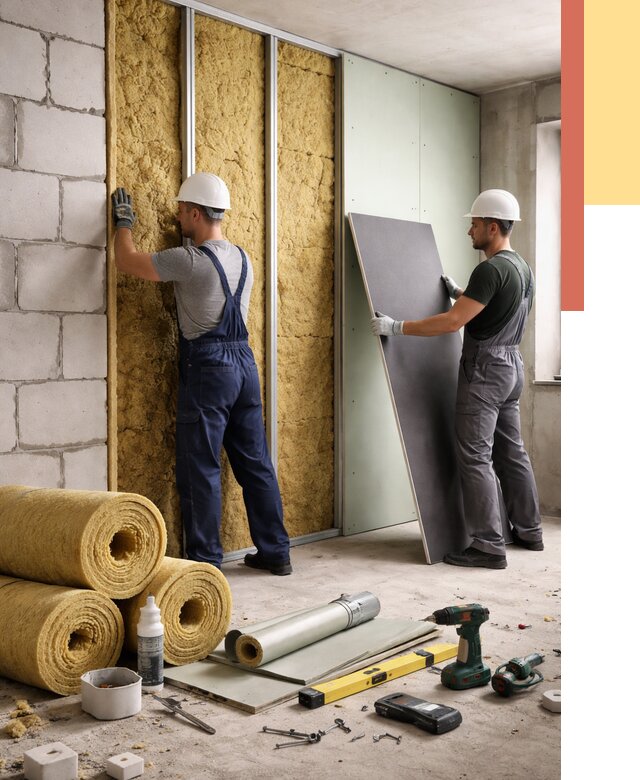 Шумоизоляция перегородок из блоков в асбесте от 1870 руб./м² — быстро и недорого | ОТДЕЛОЧНИК-Сбс