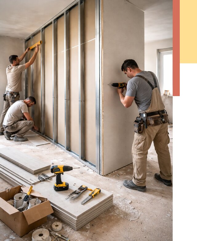 Монтаж однослойной перегородки из гипсокартона в асбесте от 657 руб. | ОТДЕЛОЧНИК-Сбс