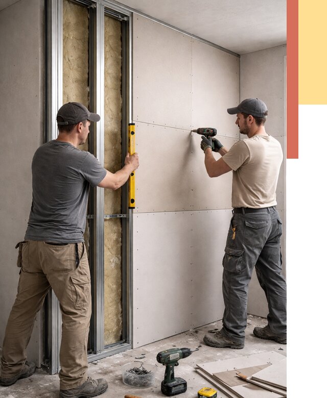 Монтаж двухслойной перегородки из гипсокартона в асбесте от 1466 руб. | ОТДЕЛОЧНИК-Сбс