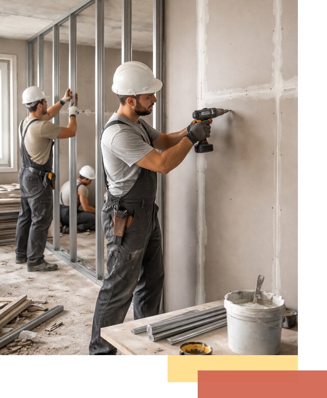 Перегородки из огнестойкого гипсокартона в асбесте под ключ