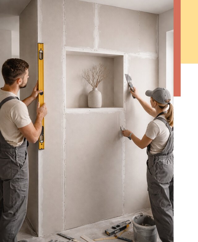 Перегородка из гипсокартона с нишей в асбесте от 3285 руб. под ключ | ОТДЕЛОЧНИК-Сбс