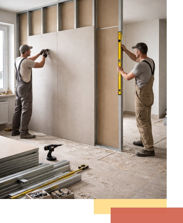 Зонирующая перегородка из гипсокартона под ключ в асбесте