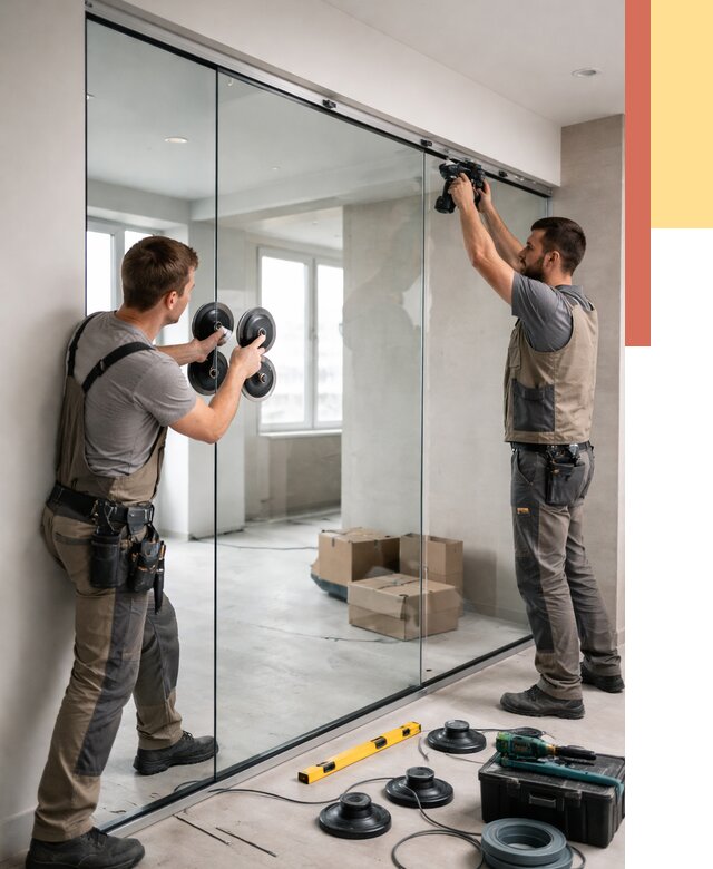 Монтаж стеклянных перегородок в асбесте от 6570 руб. | ОТДЕЛОЧНИК-Сбс