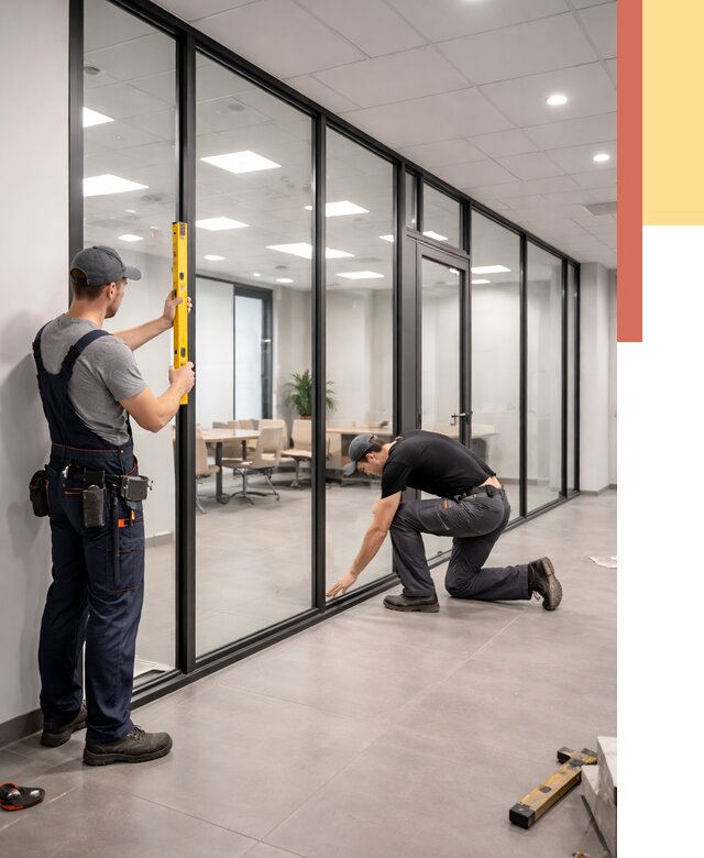 Каркасные стеклянные перегородки в асбесте под ключ от 9298 руб. | ОТДЕЛОЧНИК-Сбс