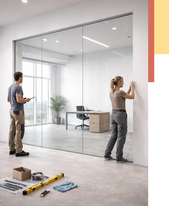 Перегородки из закаленного стекла в асбесте от 9602 руб. под ключ | ОТДЕЛОЧНИК-Сбс