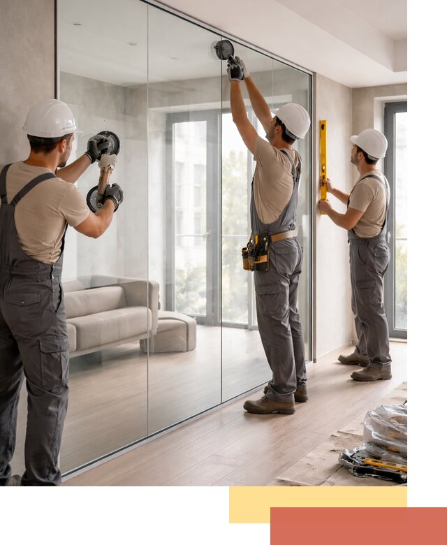 Перегородки из закаленного стекла в асбесте для офисов и квартир