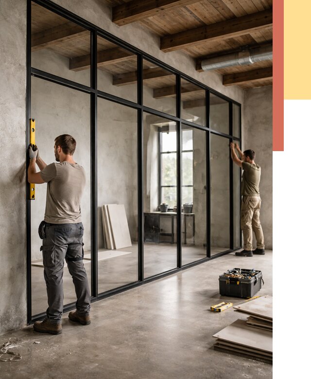 Стеклянные перегородки лофт в асбесте от 10612 руб. под ключ | ОТДЕЛОЧНИК-Сбс