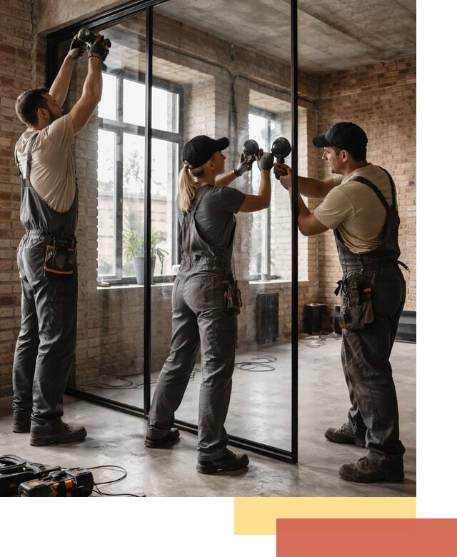 Стеклянные перегородки лофт — изготовление и монтаж в асбесте