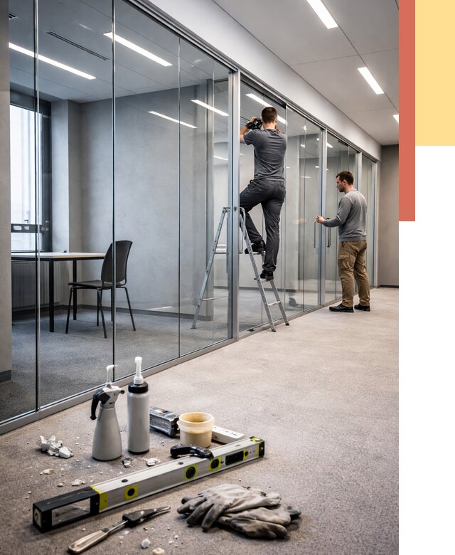 Стеклянные офисные перегородки в асбесте от 8591 руб. — монтаж и установка | ОТДЕЛОЧНИК-Сбс