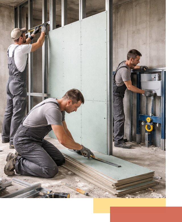 Монтаж и ремонт сантехнических перегородок в асбесте