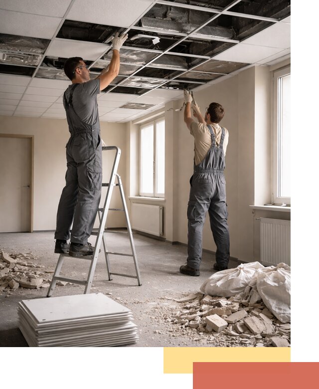 Демонтаж потолков Армстронг профессионально в асбесте