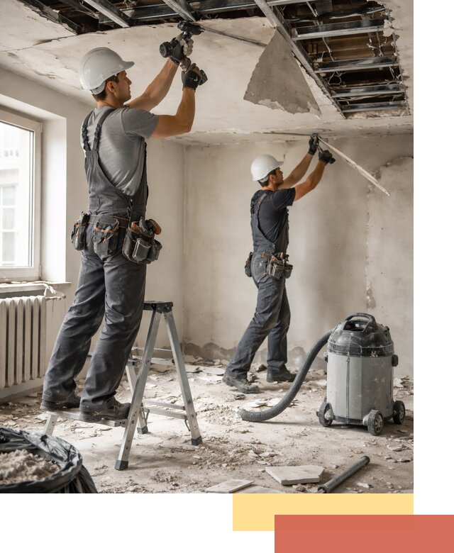 Демонтаж гипсокартонного потолка в асбесте быстро и аккуратно