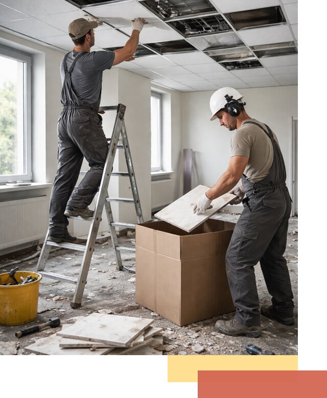 Демонтаж потолочной плитки в асбесте быстро и аккуратно