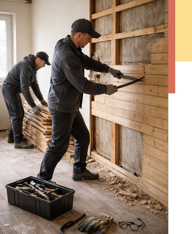 Демонтаж вагонки в асбесте от 3841 руб/м2 — быстро и недорого | ОТДЕЛОЧНИК-Сбс